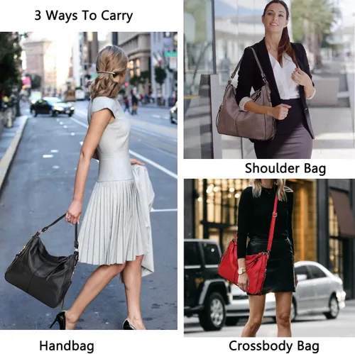 Vista 2 de VX VONXURY Bolsos Hobo para mujer, bolso de mano de piel sintética para mujer, bolso de hombro mediano con bolsillos laterales para el trabajo