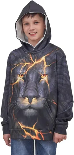 Vista 4 de NEWCOSPLAY Sudadera unisex con capucha y estampado digital 3D de galaxia realista para niños y niñas