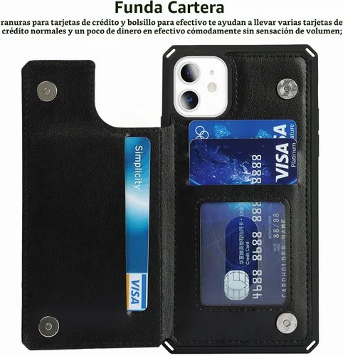 Vista 5 de iCoverCase Funda compatible con iPhone 11 con tarjetero para mujer, bloqueo RFID en relieve, piel sintética con correa de muñeca de 6.1 pulgadas