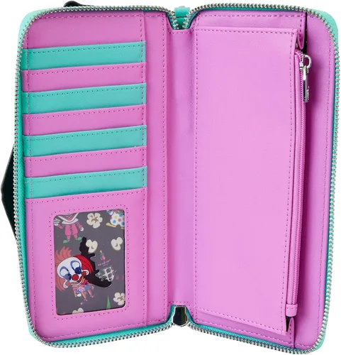 Vista 3 de Loungefly Billetera con cremallera MGM Killer Klowns from Outer Space Carteras de Halloween, Púrpura