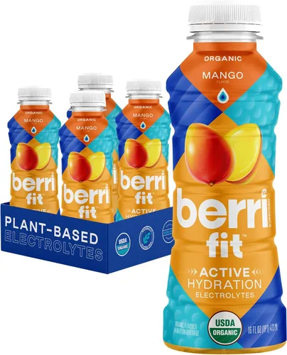 Vista 3 de Berri Fit Hidratación - Bebida deportiva natural con sabor a fruta del dragón orgánica, bebida de electrolitos a base de plantas, baja en calorías