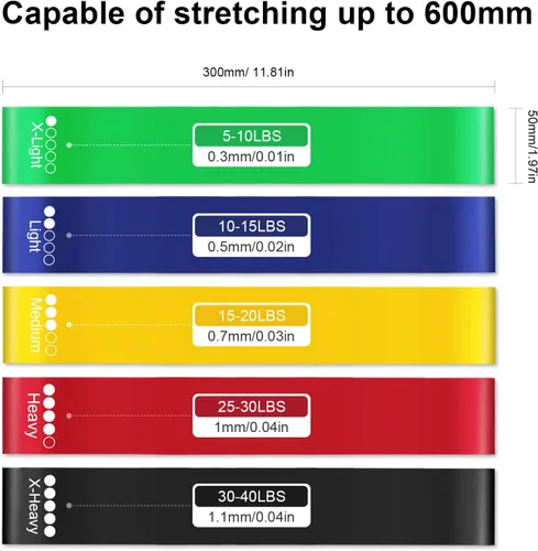 Vista 6 de Resistance Bands Set, Workout Bands with Handles, 5 Levels Surtido