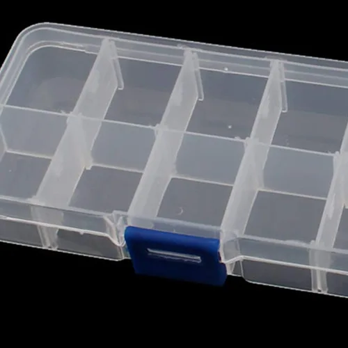 Vista 5 de uxcell 2 unids plástico transparente 10 secciones prensa hebilla tableta caja titular