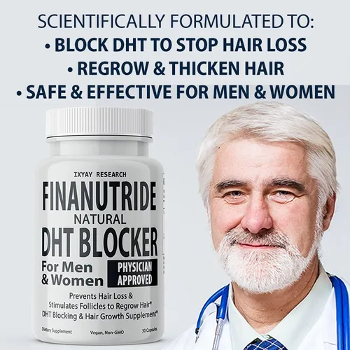 Vista 5 de Finanutride Natural DHT Blocker & Cápsulas de crecimiento del cabello para prevenir la pérdida de cabello, estimular los folículos capilares