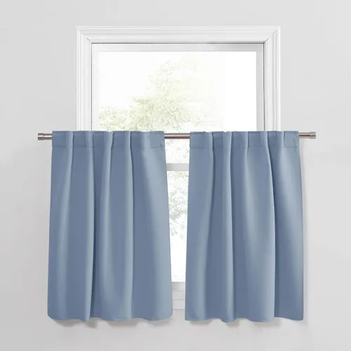 Vista 19 de PONY DANCE Cortinas cortas con aislamiento térmico para ventana pequeña, para guardería, baño, cocina, lavandería, caravana, sótano, 29 pulgadas
