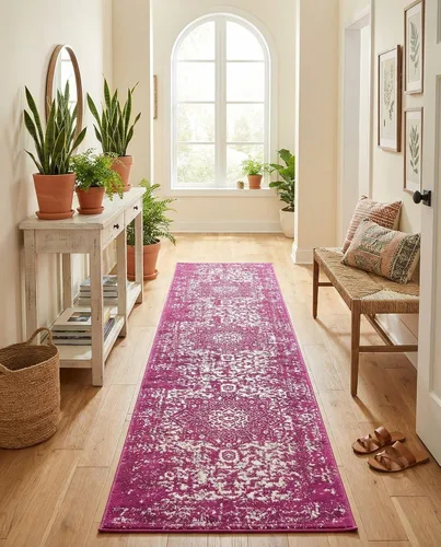 Vista 3 de Rugs.com Arlington Collection - Alfombra de pasillo de 12 pies, color morado, de pelo medio, perfecta para pasillos, entradas