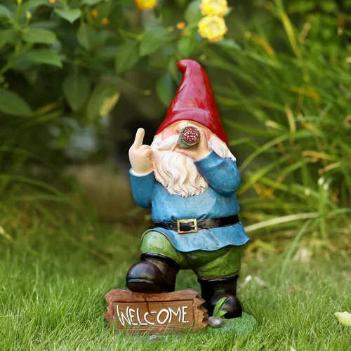 Vista 7 de Panven Decoración de Jardín de Gnomos, 13.5" de Alto Solar Grandes Regalos Divertidos Inapropiados Estatuas de Gnomo para Exteriores para Patio