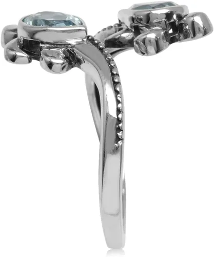 Vista 4 de Silvershake Anillo ajustable de plata de ley 925 con piedras preciosas y tortugas marinas para mujer