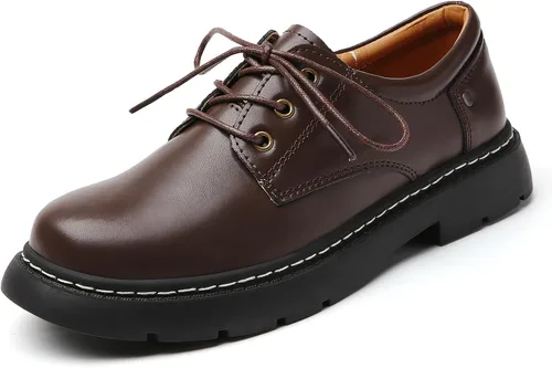 Vista 9 de Zapatos Oxford para mujer, con cordones, antideslizantes, parte superior de cuero, plataforma casual, cómodos, para trabajo, oficina, zapatos