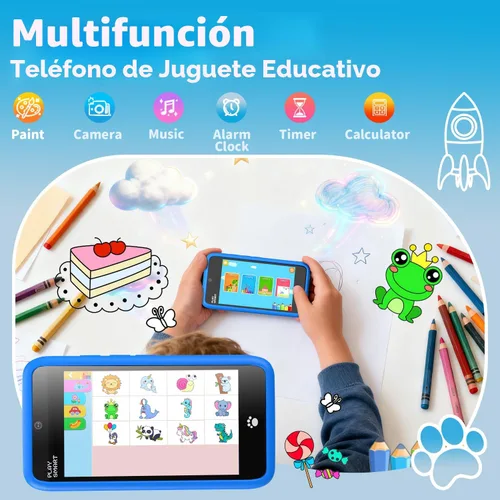 Vista 3 de MOMILLA Toys - Teléfono inteligente para niños, cámara dual de pantalla de 3.97 pulgadas con 21 calcomanías, regalos de cumpleaños para niños