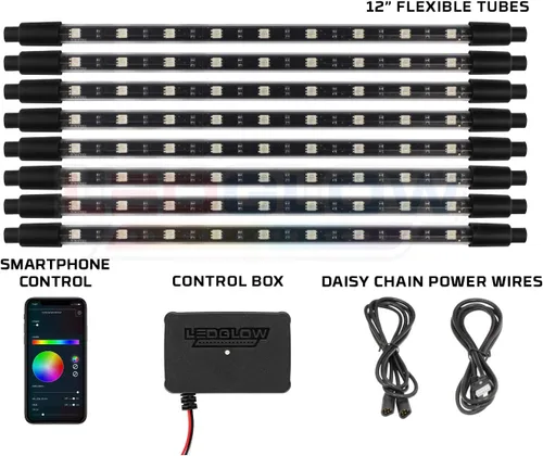 Vista 2 de LEDGlow - Kit de iluminación de neón para interiores con Bluetooth, multicolor, para coches y camiones, para smartphone y para crear cualquier