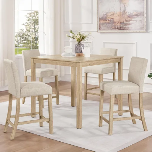 Vista 21 de Harper & Bright Designs Juego moderno de mesa de comedor de 5 piezas de madera para 4 - Mesa de cocina cuadrada pequeña de 34.5" y sillas