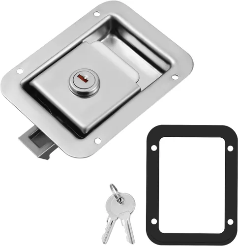 Vista 8 de WINOMO Cerradura de puerta de remolque RV de acero inoxidable, pestillo de paleta de bloqueo resistente con llave para caja de herramientas, RV