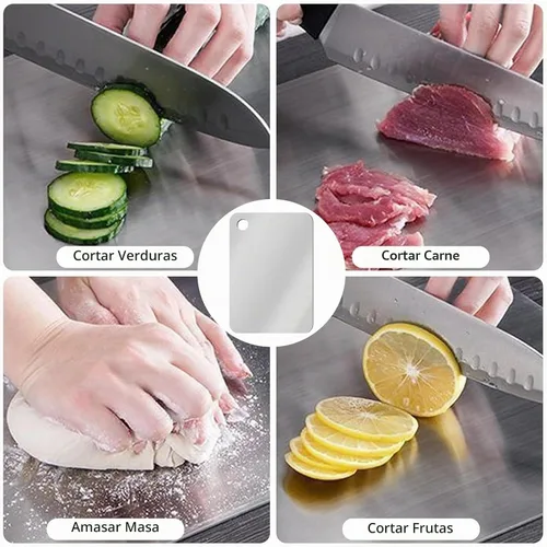 Vista 7 de Tablas de cortar de acero inoxidable de titanio para cocina, doble