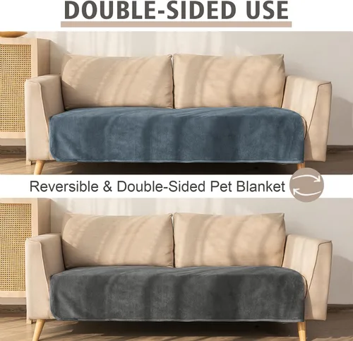 Vista 5 de Ameritex - Manta reversible para mascotas, terciopelo 100 % impermeable súper suave para sofá y cama.