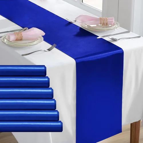 Vista 25 de Paquete de 2 caminos de mesa negros de 12 x 108 pulgadas, camino de mesa rectangular de seda satinada suave para bodas, banquetes, decoración