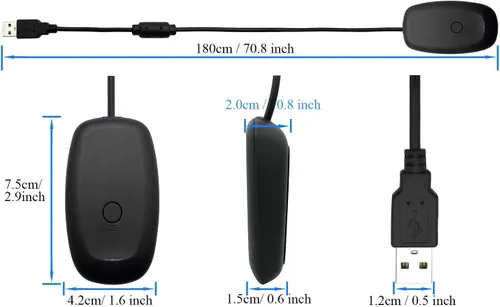 Vista 5 de OSTENT USB Wireless Controller PC Laptop Receiver for Microsoft Xbox 360 Slim Windows Video Games Color Black