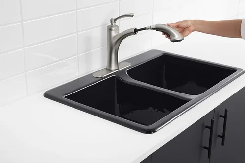 Vista 3 de Kohler K-R16399-SD-CP Elliston - Grifo para fregadero de cocina