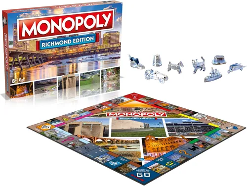 Vista 6 de Monopoly Juego de mesa Richmond Edition: 2-6 jugadores Juegos de mesa familiares para niños y adultos, juegos de mesa para niños de 8 años