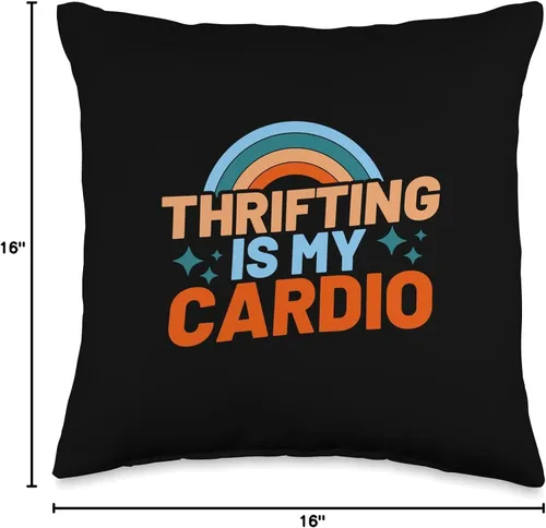 Vista 4 de Thrift Store Fan Gift Idea Cardio Treasure Thrifting Lover - Almohada de 16 x 16 pulgadas, multicolor