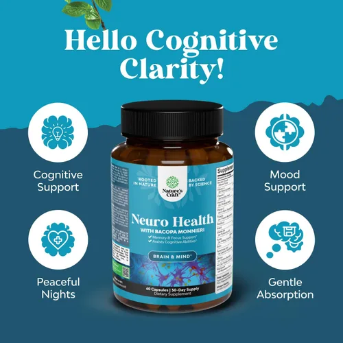Vista 6 de Suplemento cerebral nootrópico para apoyo de memoria y enfoque, vitaminas para apoyo mental y claridad con Bacopa Monnieri, VIT A, B6, riboflavina