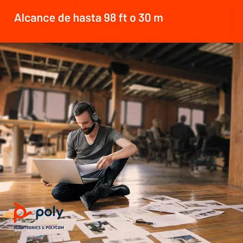 Vista 6 de Plantronics - Voyager Focus UC (Poly) - Auriculares Bluetooth de doble oreja (estéreo) con micrófono Boom - Compatible con USB-A con PC y/o Mac