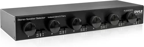 Vista 9 de Pyle Selector de Altavoces Estéreo de Alta Potencia de 4 Canales con Control de Volumen - Construcción de Carcasa Resistente y Duradera, Disipador