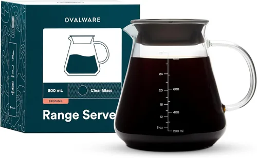 Vista 9 de OVALWARE - Servidor de café de vidrio para verter más de 20.3 fl oz/20