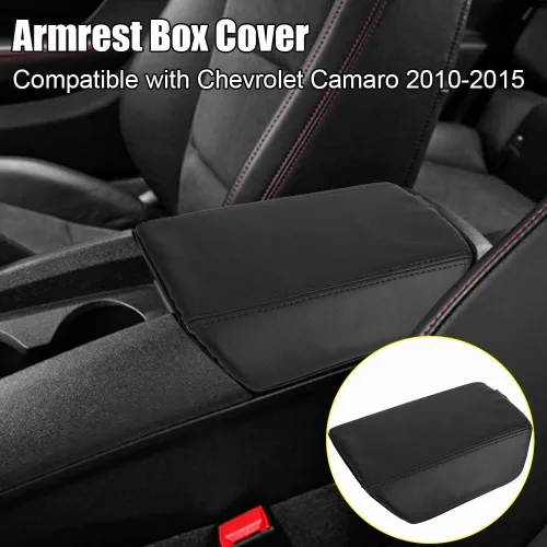 Vista 2 de XITER Funda de cuero para consola de automóvil, impermeable, protector para reposabrazos de consola central para Chevrolet Camaro 2010 2011 2012