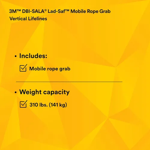 Vista 10 de 3M DBI-SALA Lad-Saf manos libres móvil de acero inoxidable y cuerda termoplástica Grab