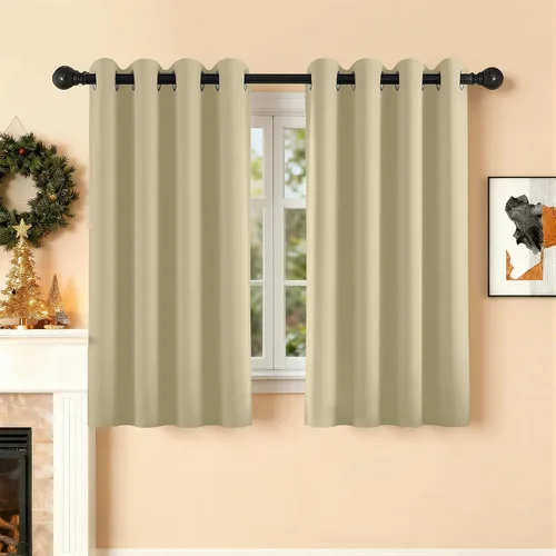 Vista 46 de Cortinas de oscurecimiento de habitación de 45 pulgadas de largo para dormitorio y sala de estar, cortinas térmicas aislantes con ojales