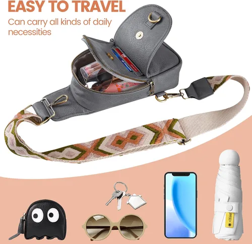 Vista 2 de KFXFENQ Bolso bandolera para mujer de piel sintética pequeño bolso bandolera multiusos para ciclismo para mujer Gris oscuro Casual
