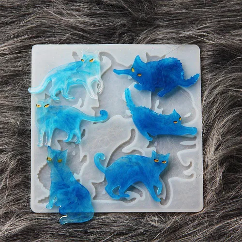 Vista 3 de Molde de resina para gatos, lindos moldes de silicona epoxi para colgante, molde de fundición para joyería de bricolaje, collar, aretes, ornamento