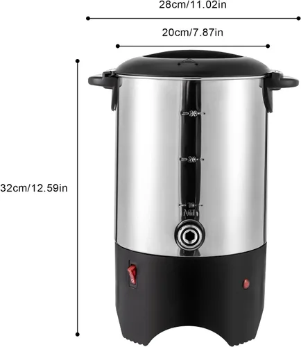 Vista 4 de Urna de café, 5.2L/1.37 galones de temperatura de acero inoxidable ajustable cafetera comercial cafetera de percolado con dispensador de bebidas