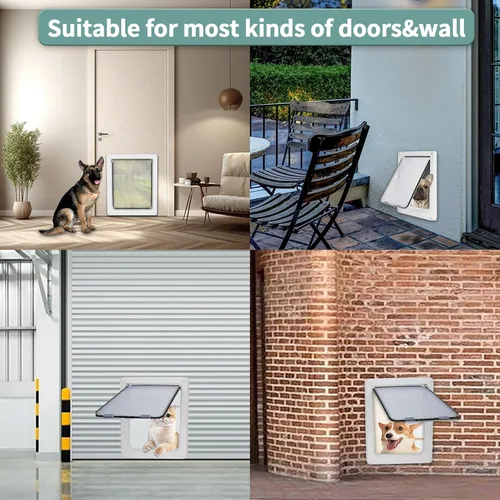 Vista 7 de Puerta grande para perros con panel de bloqueo magnético para seguridad en el hogar, duradera y resistente a la intemperie, 17 x 14 pulgadas