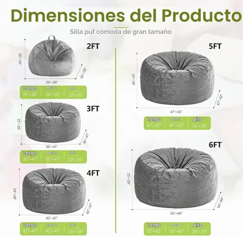 Vista 2 de Homguava - Sillón puff de 4 pies Sillón estilo puff grande de 4 pulgadas con relleno de espuma viscoelástica, sofá suave con funda de terciopelo