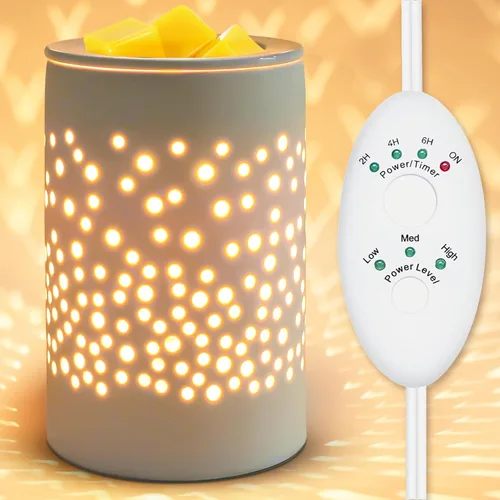 Vista 7 de Bobolyn Calentador eléctrico de cera de cerámica, calentador de velas, lámpara de cera derretida, calentador de fragancias, regalo ideal para bodas