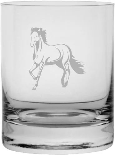 Vista 28 de Abaco Barb - Vaso de whisky con temática de caballo grabado (10.25 onzas)