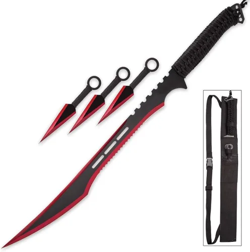 Vista 8 de Snake Eye Tactical - Espada Ninja de Diseño Fantástico con Funda de Nylon Negro