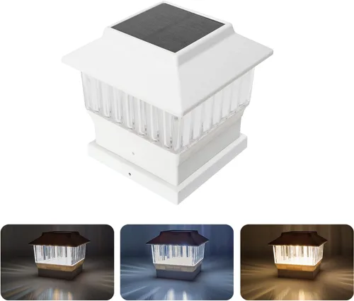 Vista 22 de Paquete de 4 luces solares para tapa de poste, modernas #2: se adapta a postes de vinilo de 4 x 4 y madera de 5 x 5 pulgadas, temperatura de 3