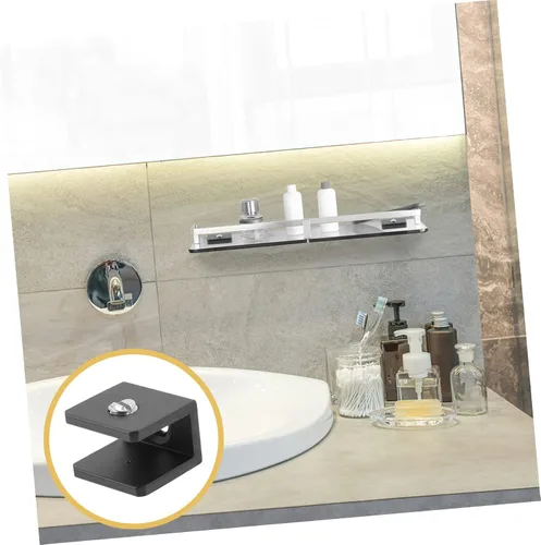 Vista 7 de Uonlytech Abrazadera para estantería, 8 piezas, soportes de estante de vidrio, fácil de instalar