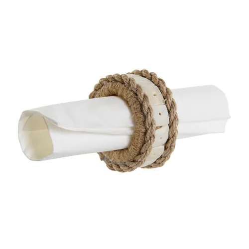 Vista 3 de Anillo servilletero DKD Home Decor Natural Yute Resina Aluminio 6 x 3 x 6 cm 4 Piezas