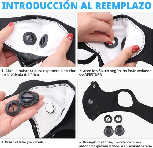 Vista 4 de PISIQI Cubierta facial para la boca, para la mitad de la cara, deportes y cara, antipolvo, con válvula, reutilizable, para exteriores