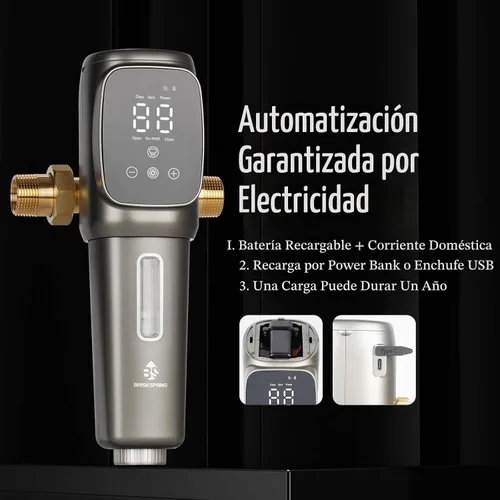 Vista 4 de Filtros de sedimentos giratorios automáticos de 40 micrones, descarga y drenaje automático de pantalla táctil, cabezal giratorio de 360°, filtro
