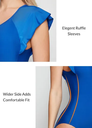 Vista 4 de BALEAF Women's Modest One Piece Swimsuits Short Sleeve Rash Guard Full Coverage Swimwear Push Up Bathing Suit