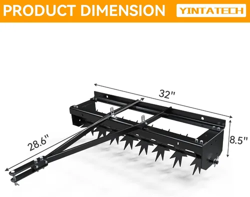 Vista 7 de YINTATECH Aireador de césped de 48" para remolcar con enganche universal para aireador de púas, Negro