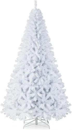 Vista 29 de Goplus Árbol de Navidad negro sin luz de 6 pies, árbol de Halloween artificial con 1036 puntas de rama, soporte de metal, árbol completo de Navidad