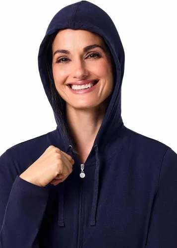 Vista 29 de Sudadera con capucha para la costa, de Coolibar, para mujer, UPF 50+, protege del sol