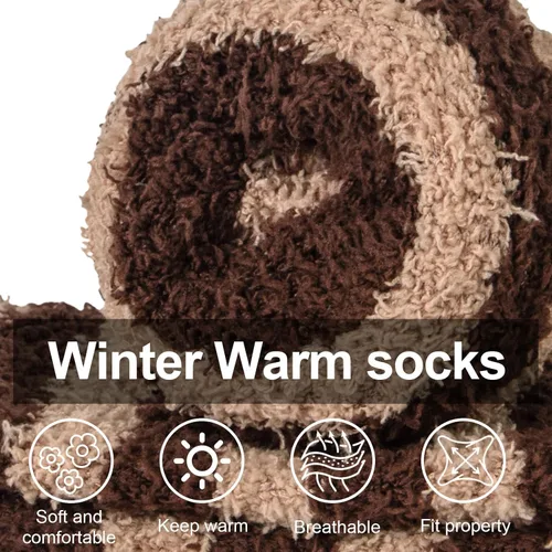 Vista 4 de YSense 5-6 Pairs Mens Fuzzy Socks Winter Slipper Fleece Socks Men