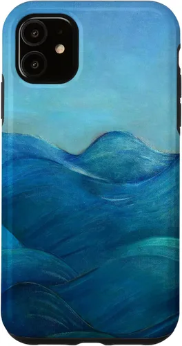 Vista 6 de Funda para iPhone 12 mini Blue Waves and Skies Relaxing Ocean Coastal design